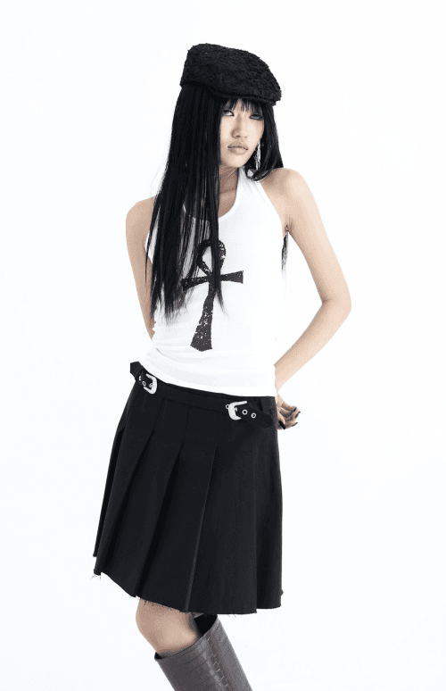 Ankh Halter neck tank top - white