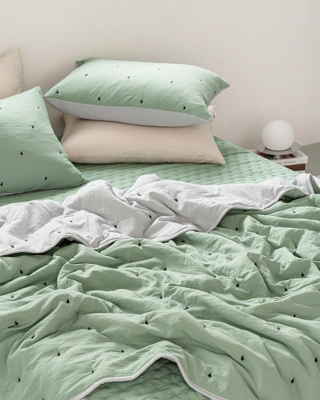 [7days] 부드러운 심플 자수 차렵이불 침구세트 3종 (S/Q)