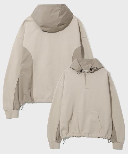 나일론 디멘션 블록 스트링 후디 [BEIGE]_SETS049BEIGE