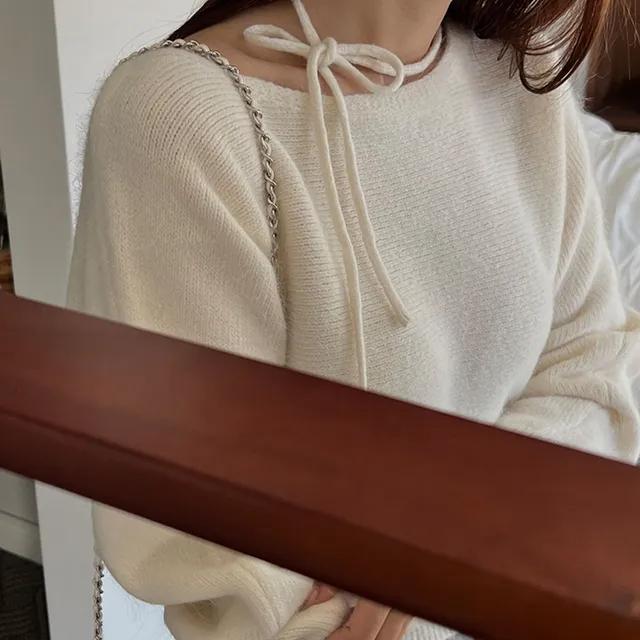 포비 초커 오프숄더 보트넥 앙고라니트 3color