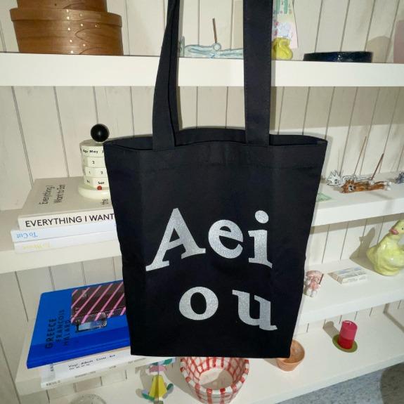 Aeiou Logo Bag (Cotton 100%)Black Silver