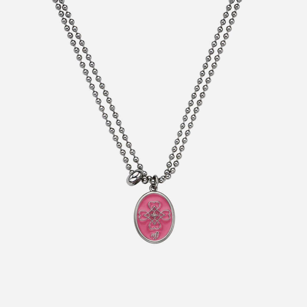knit love necklace-pink