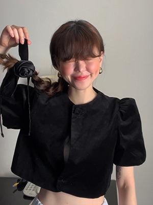 (freckle made♥)balloon sleeve velvet short jacket