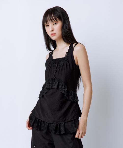 페어리 빈티지 레이스 탑 블랙