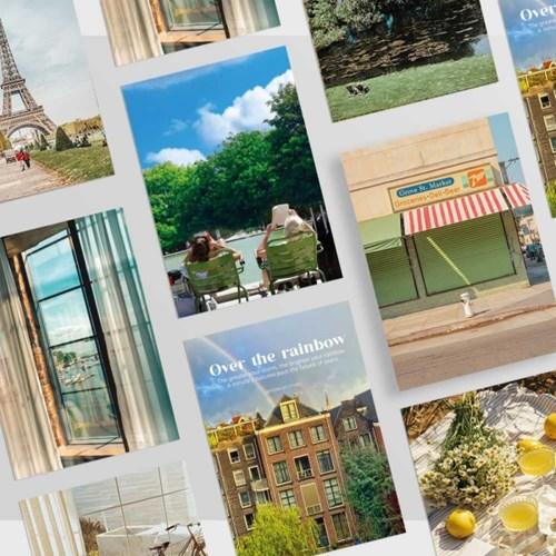 2024 vintage 양면 포스터 캘린더 원목받침포함 세트