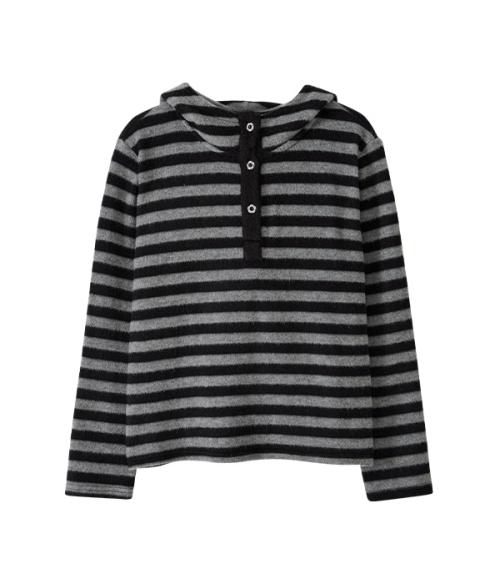 Hooded Henley Tee_Stripe