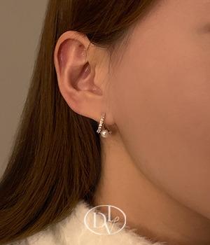 925실버 은침 진주 펄 플로우 원터치 링 귀걸이