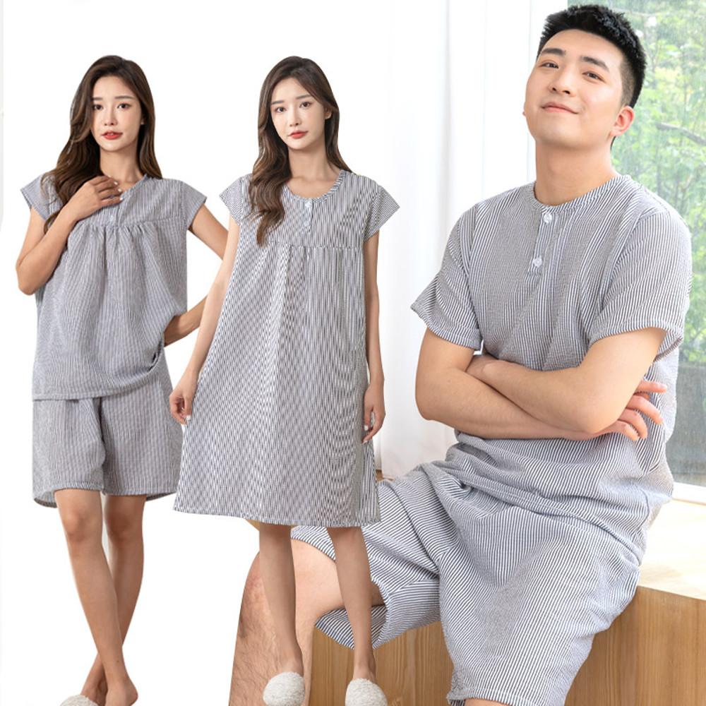 시원한 지지미 잠옷세트 커플잠옷 원피스 남자 여자 파자마