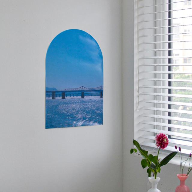 한강 아치형포스터 인테리어 창문 풍경 아치포스터 붙이는방수포스터