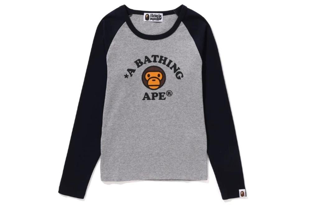 [베이프정품] 긴팔티 베이프 레이디스 우먼 베이비 마일로 나그랑 롱 슬리브 티 BAPE® LADIES' BABY MILO RAGLAN L/S TEE