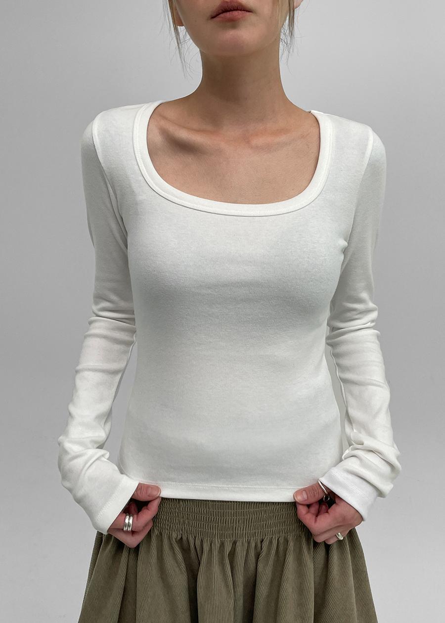 블랙업 [5천장판매] [MADE] 테프린 스퀘어넥 긴팔티