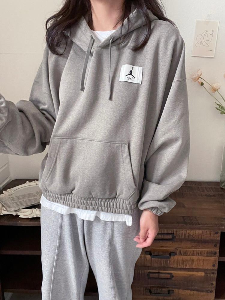 [LAST 세일]나이키 여성 루즈핏 바스트 조던 패치 기모 후드티 Light Army