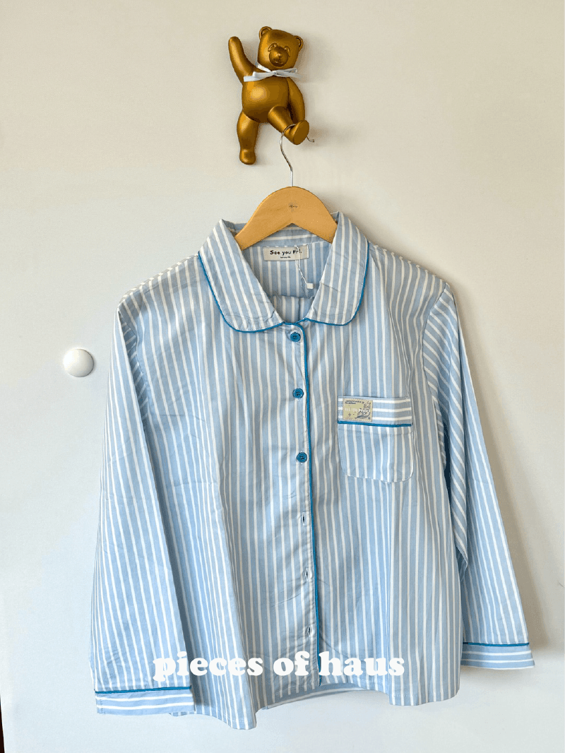 [신상할인] 스트라이프 파자마 잠옷 투피스 홈웨어 세트 2color