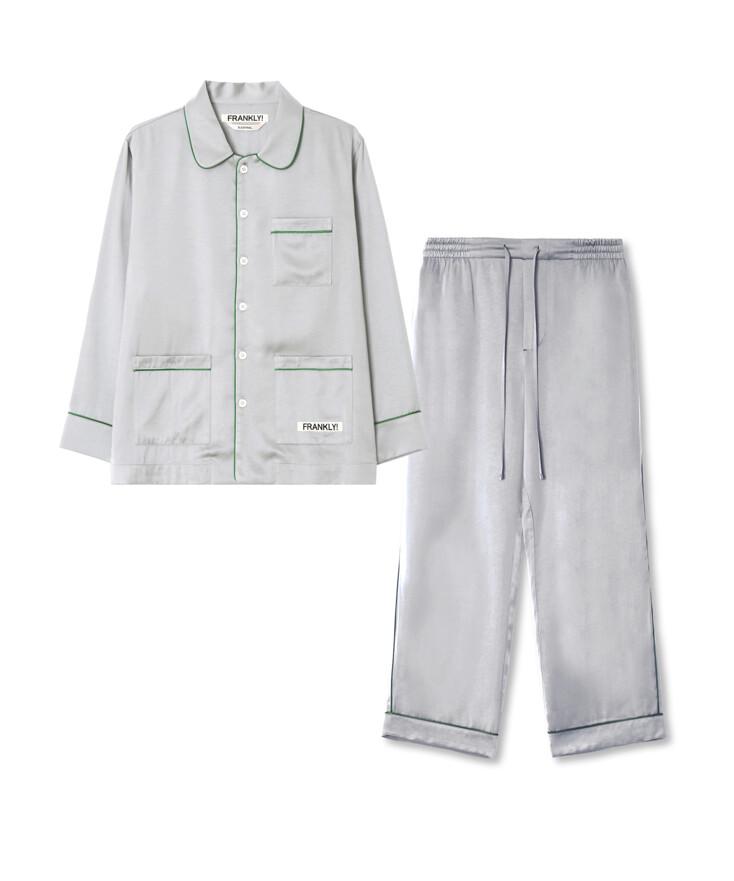 Silky Satin Pajama Set, Gray