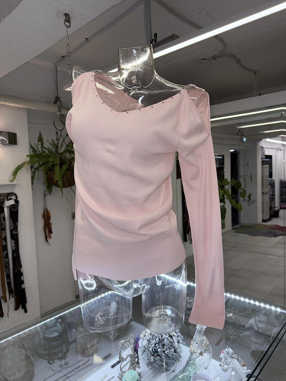 off shoulder rhinstone top