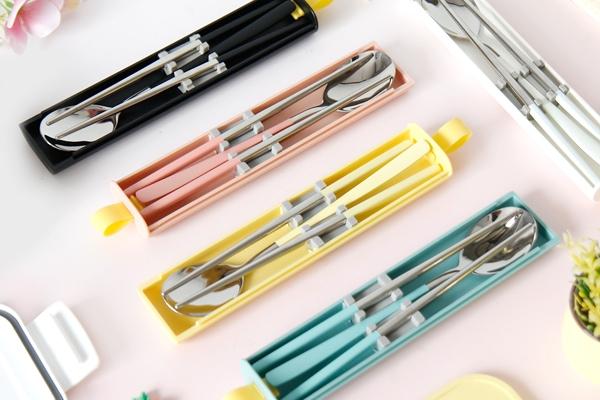 슬라이드 휴대용 도시락 수저통 수저세트 무소음 수저케이스 숟가락 젓가락 5color