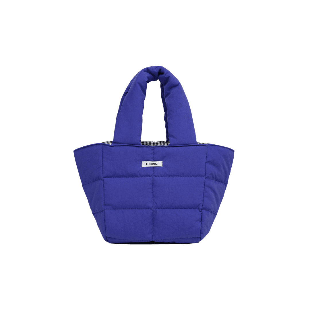 REVERSIBLE PADDED GINGHAM CHECK TOTE BAG, PLUM BASKET