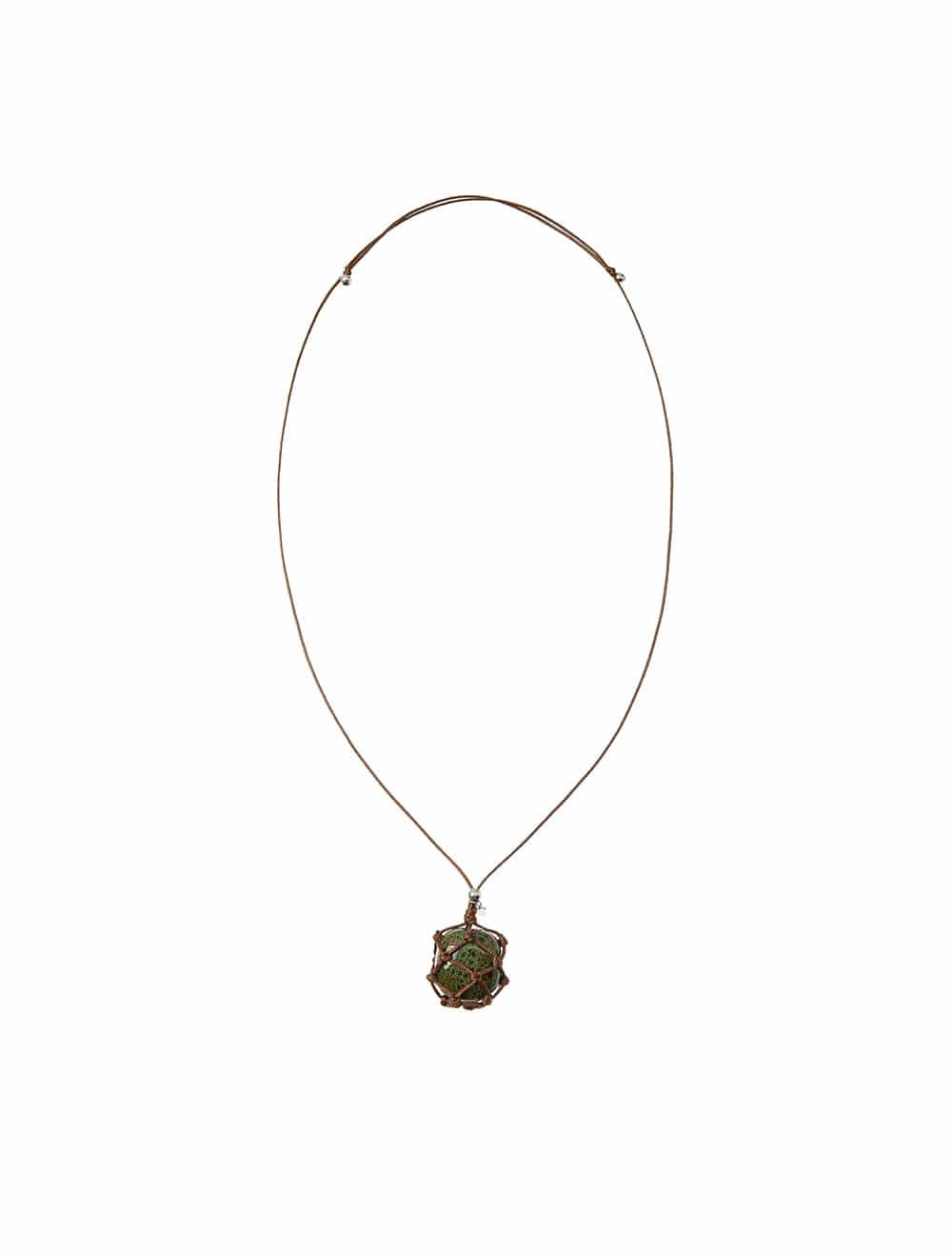 RAW STONE NET NECKLACE [OLIVE]