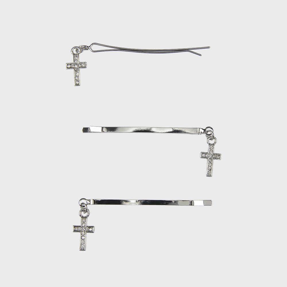 PETITE CROSS HAIRCLIP SET (3PCS)