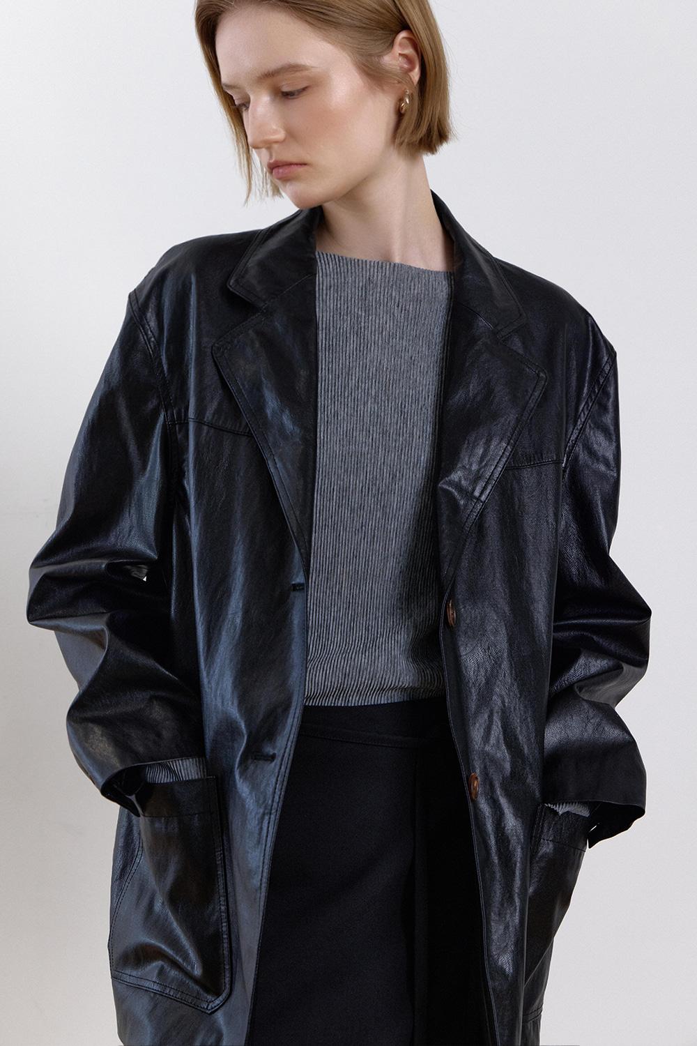 Kyoto Faux Leather Jacket_Black