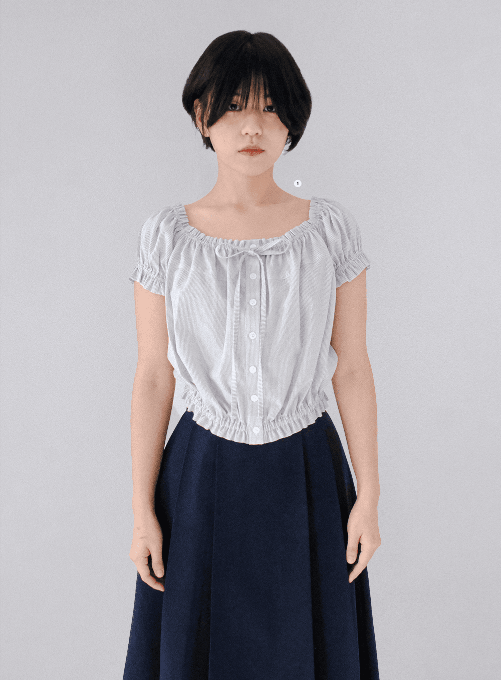 Ribbon Stripe Blouse [Baby Blue]