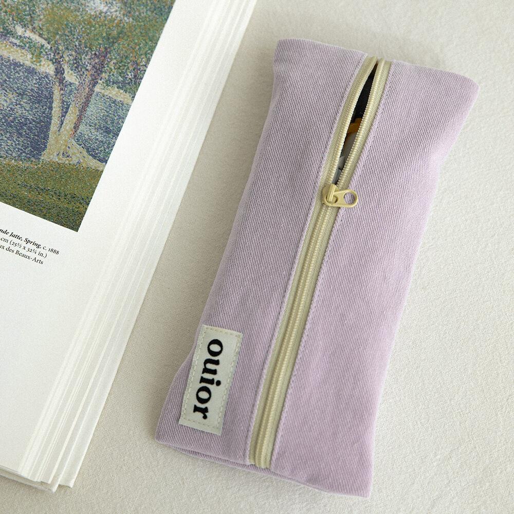 ouior flat pencil case - soft lavender(middle zipper)