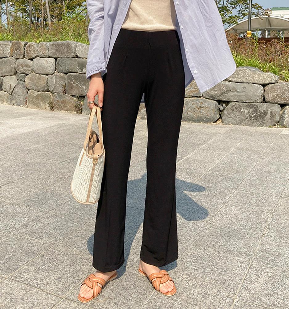 [leslo]자체제작 키작녀 쿨러 여름 시원한 찰랑 스판 밴딩 부츠컷 냉장고 바지