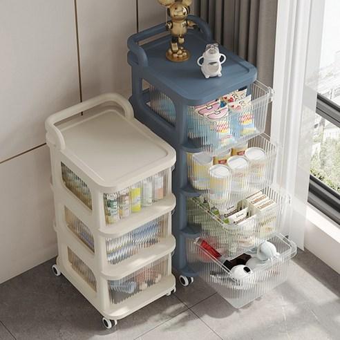 무타공마켓 프리미엄 아크릴 이동식수납장 트롤리 틈새 선반, 아이보리