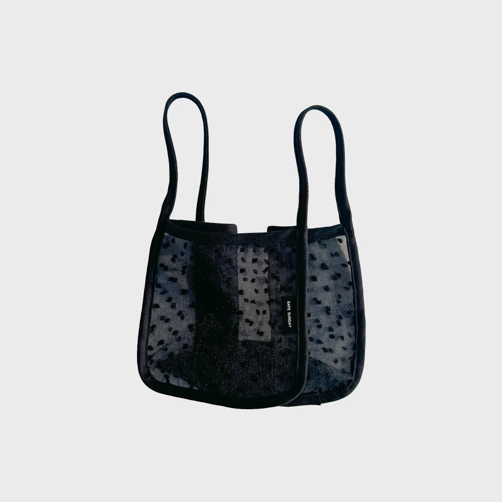 [세이프선데이]  스트랩 미니백 (블랙 쉬폰 도트)