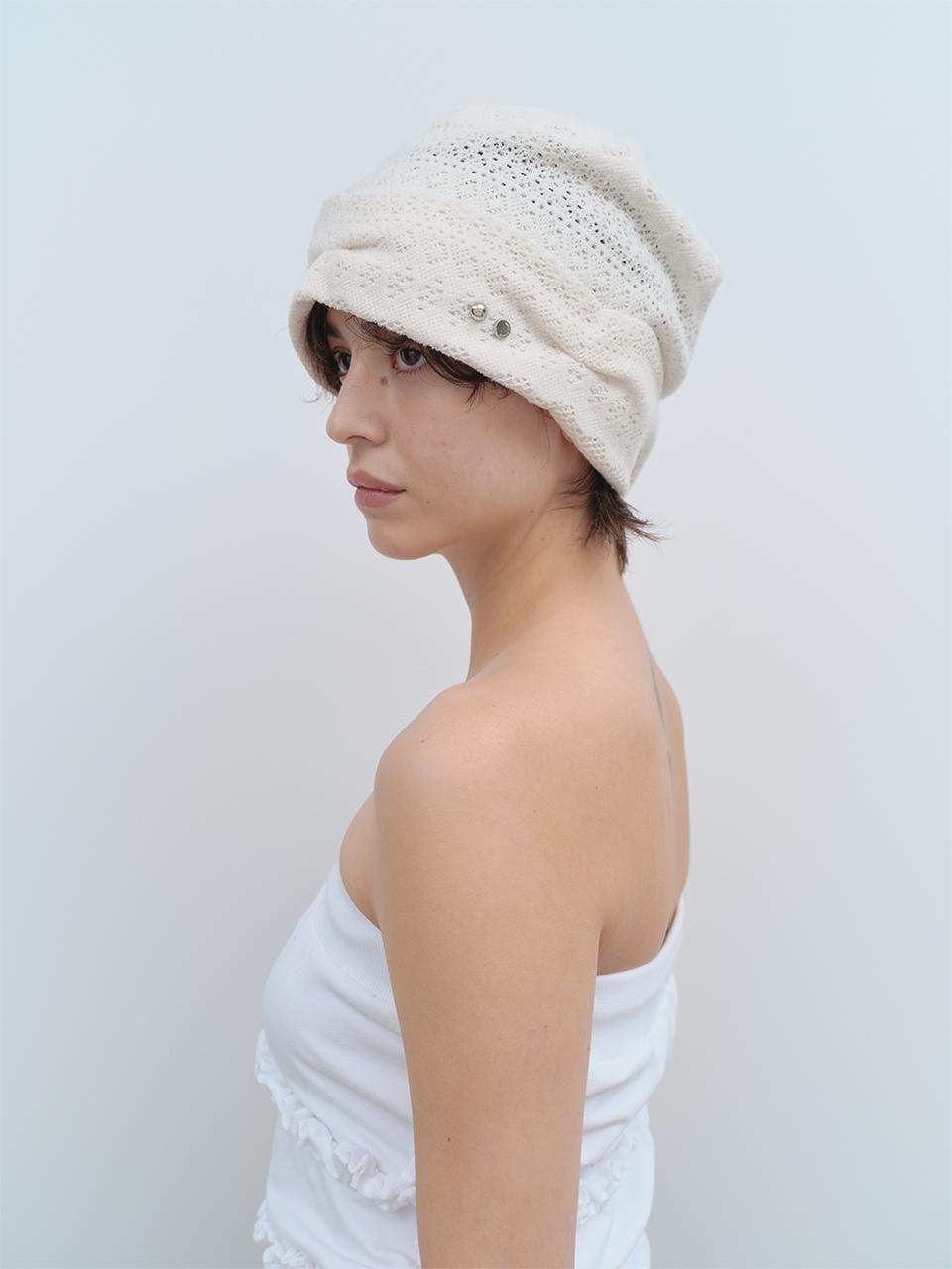 Symbol Pointelle Beanie [Ecru]
