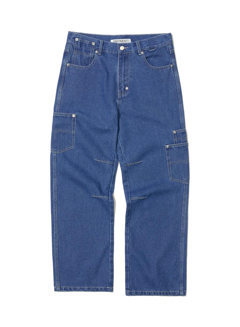 [WOMEN] UNBALANCE POCKET WORK JEANS_MID BLUE