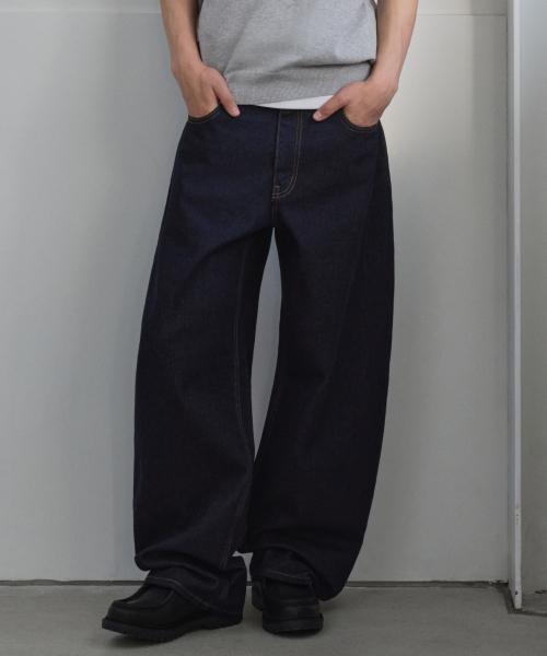 커브드 데님 팬츠 [딥 인디고]