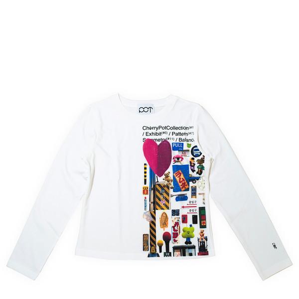 CherryPot Heart Crop L/S Tee White