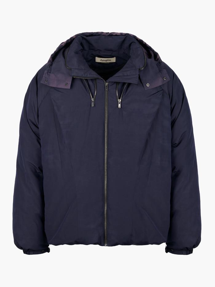 Sun-Bleached Double-Zip Hood Down Jacket - Navy