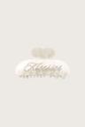 Sugar glass logo hair claw, White