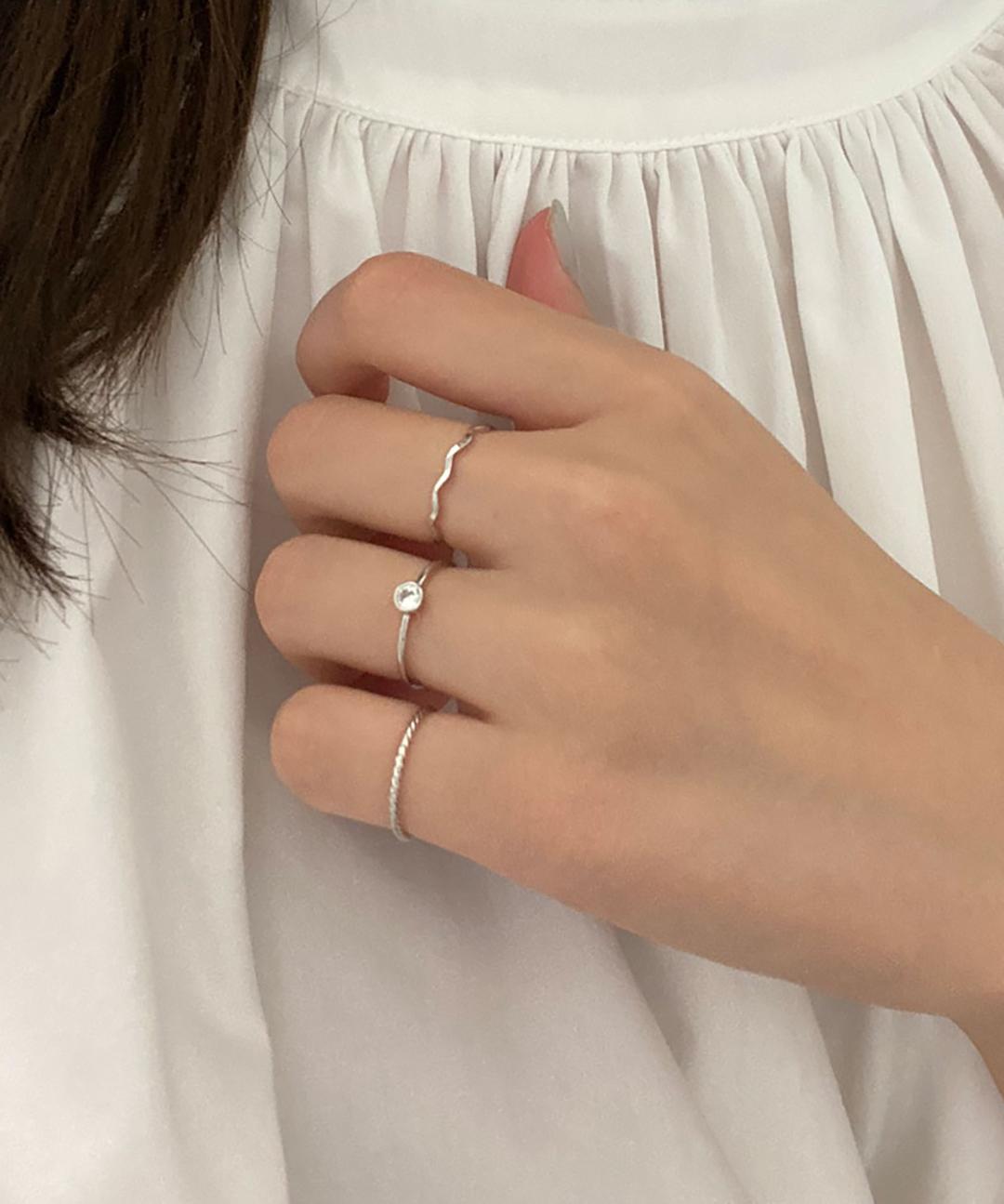 [3 SET] 화이트 베젤 링 (셀럽착용)/ 당일출고