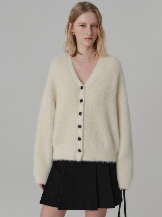 릴리 헤어리 오버 핏 가디건_아이보리 / LILY HAIRY OVER FIT CARDIGAN_IVORY
