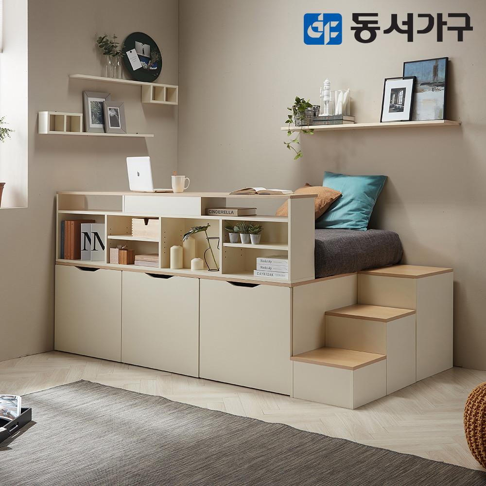 동서가구 몬스터 빅 수납 SS 벙커침대+3단 수납계단+와이드책장 (매트제외) DF638920
