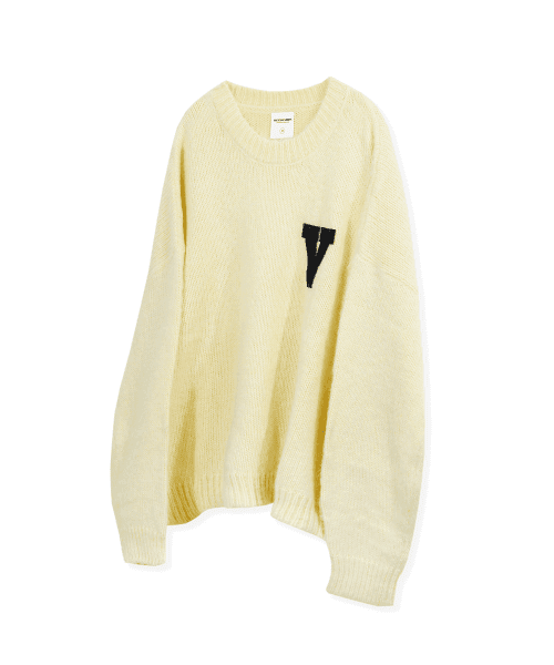 LOGO PATCHED MOHAIR CROPPED KNIT LIME(RENEWAL)