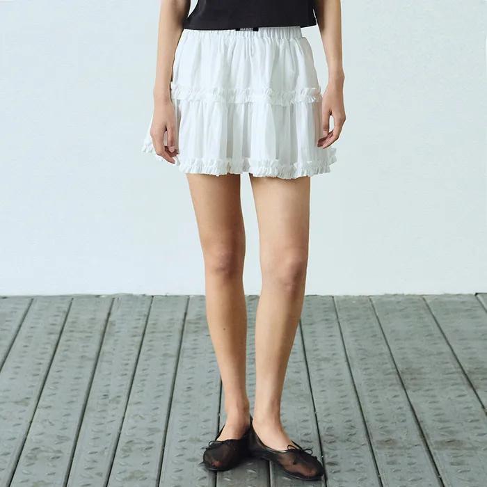 TRENDY RUFFLE MINI SKIRT_IVORY