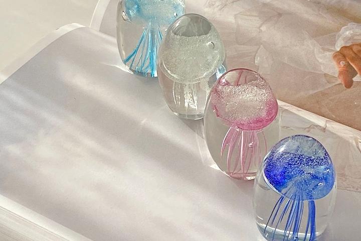 해파리 빈티지 오브제 유리 문진 4종