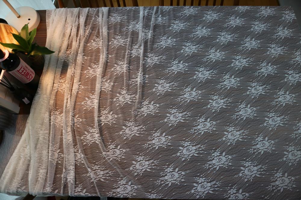 스판 랏셀 레이스 원단 백아이보리 테이블보 식탁보 커튼 소품 촬영 원단 대폭 146cm