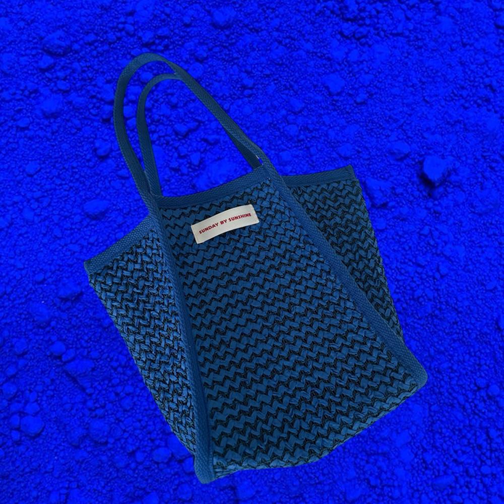선데이바이선샤인 여름 휴양지 블루 라탄 미니 토트백