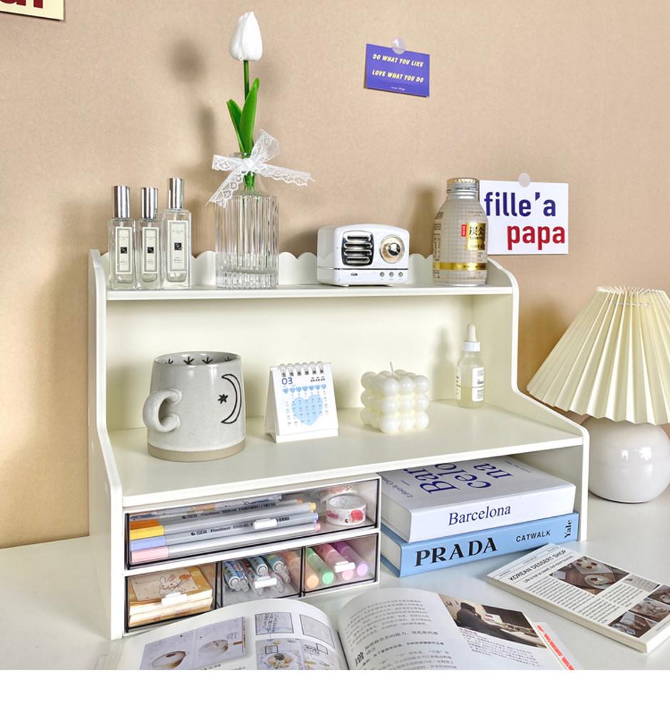 [해외배송] 올화이트 책상 선반 목제 테이블 수납장 미니 서랍 빈티지 클래식 책상 정리 책꽂이 인테리어 소품