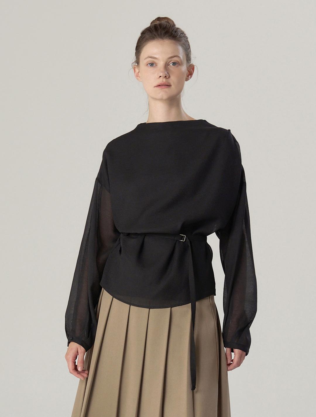 [9.13 예약발송] 슬로디 드레이핑 블라우스 - 블랙