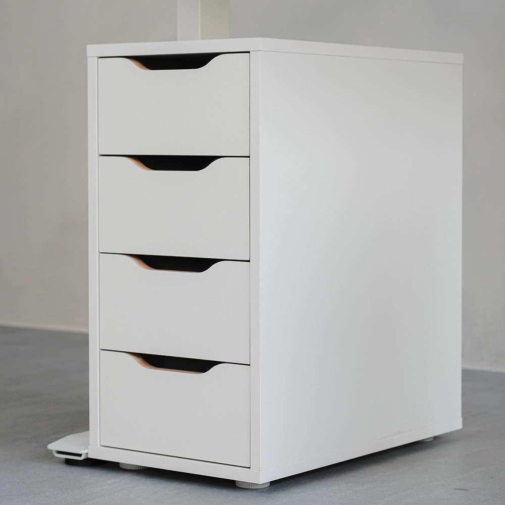 오프레임 4단 서랍장 컴퓨터 노트북 책상 이동형 수납장 자작원목합판 