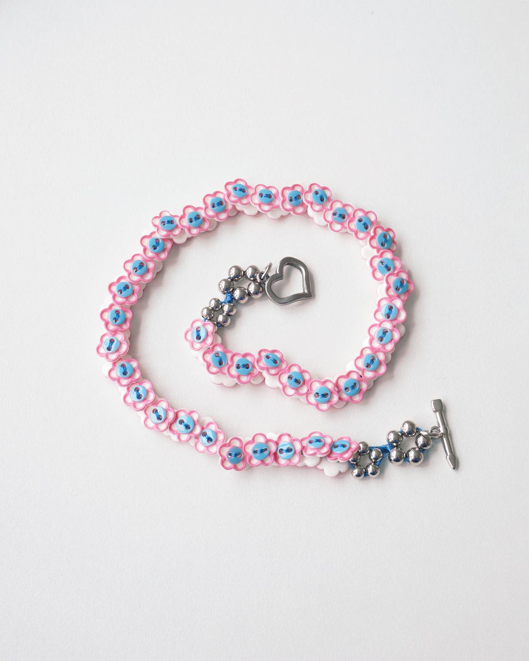 [One&Only] flower button necklace