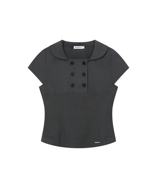 Double button shirts top CHARCOAL