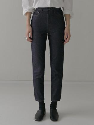 [AMBER 9379]커버밴드 이염제로 슬림 크롭핏 데님(블랙)