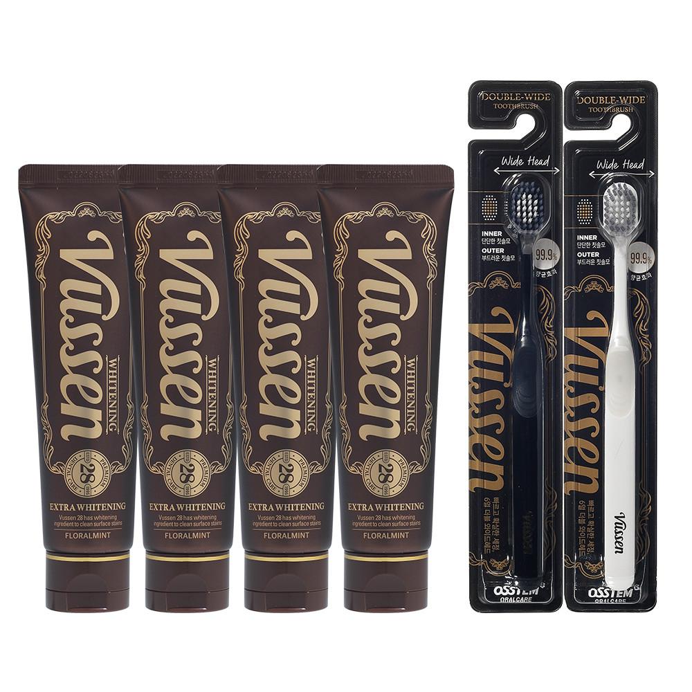 뷰센 미백, 기능성 치약 4개 묶음 + 뷰센 칫솔2 개입